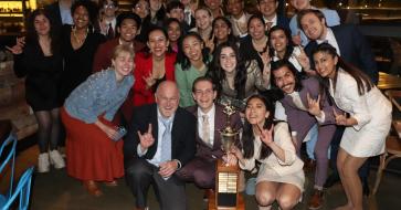 Photo of Texas Speech team after being awarded the 2023 championship