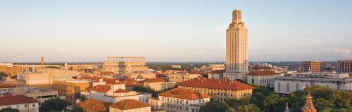 An image of the UT campus and tower.