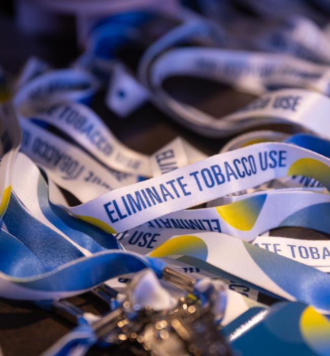 photo of lanyard that says eliminate tobacco use