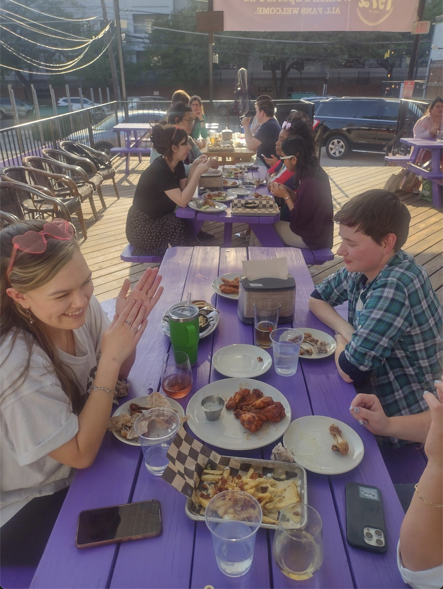 CMS grad students enjoying a meal
