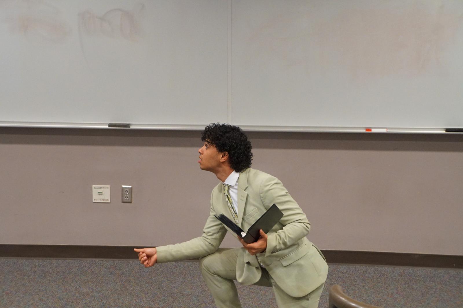 Student performing dramatic interpretation.